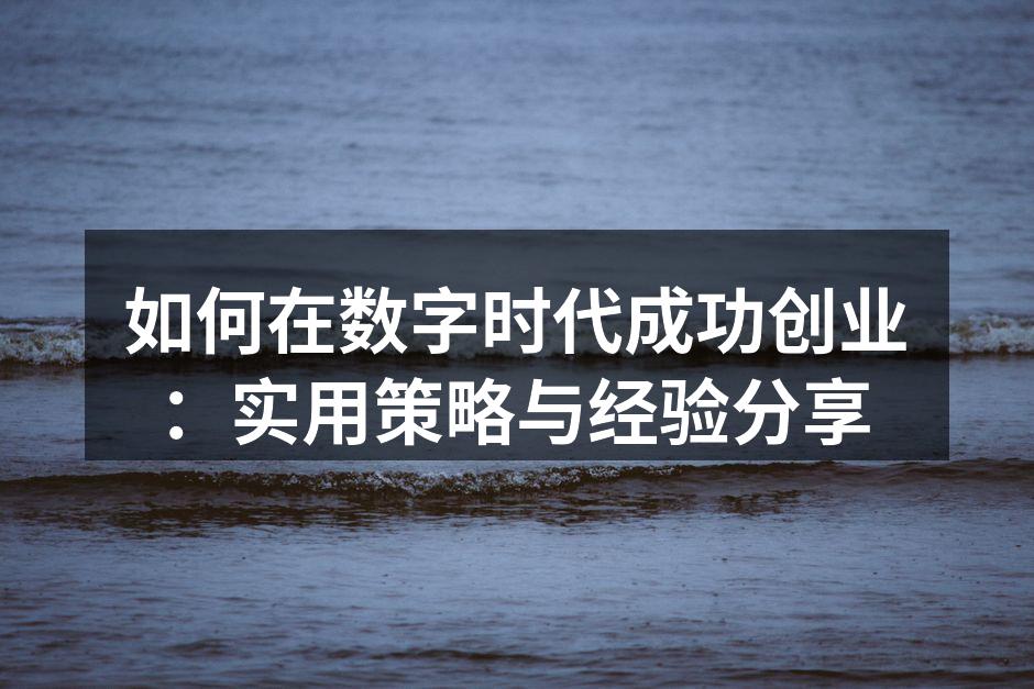 如何在数字时代成功创业：实用策略与经验分享