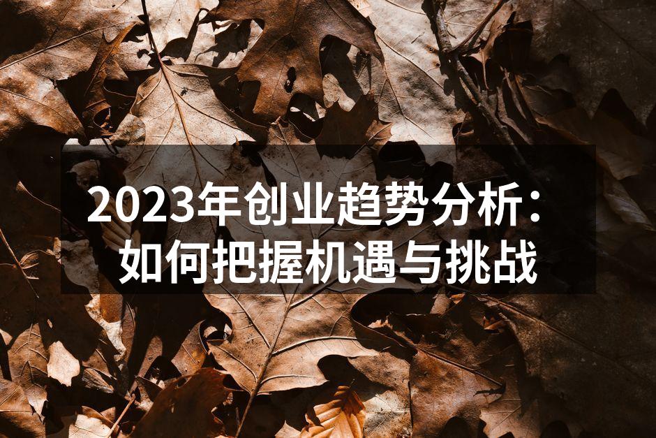 2023年创业趋势分析：如何把握机遇与挑战